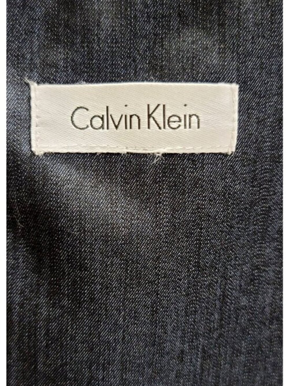 Sleeveless Navy Blue Denim Sheath Dress With White Floral Embroidery Back Zip Cl - Picture 7 of 8